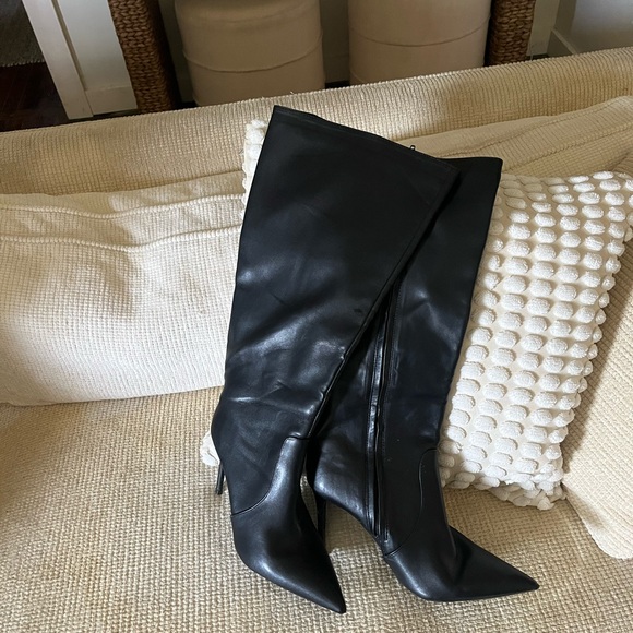 INC International Concepts Wide Calf Black Heeled Boots - Picture 1 of 1